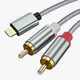 Lightning auf Cinch Kabel, RCA auf iPhone adapter 2RCA Lightning Audio Kabel Chinch Kabel kompatibel mit iPhone Pad Pod für Heimkino, Stereoanlage, Lautsprecher, TV usw