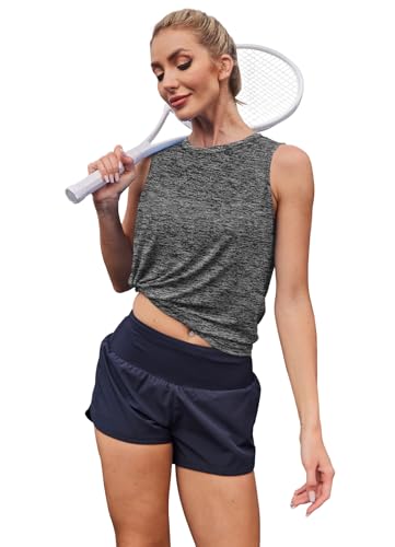 Image of Womens Workout Tank Tops Lightweight Sleeveless Shirts for Women Loose Fit Tops for Athletic Running Tennis Yoga