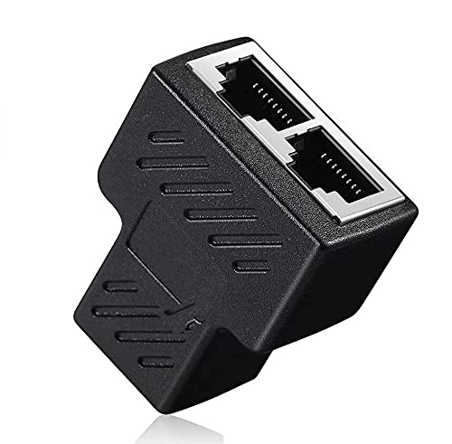 RJ45 Splitter Adapter, Sartyee 1 to 2 Port USB to RJ45 Socket Adapter Interface Ethernet Cable 8P8C Extender Plug LAN Network Connector for Cat5, Cat5e, Cat6, Cat7