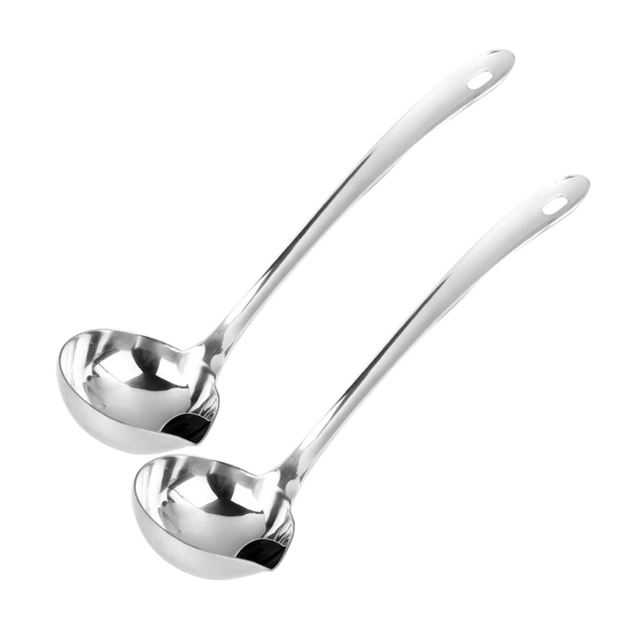 OKUMEYR 2pcs Stainless Steel Oil Separator Ladle Spoon with Pour Spout Metal Grease Separator for Cooking Fat Skimmer Spoon for Serving Soups and Sauces Kitchen Essential Filter Tool