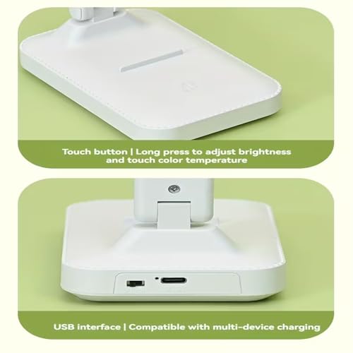 Image of Dual Head Rechargeable LED Reading Light - 1200mAh Battery, 3 Color Modes (Warm, Natural, Cool White), Dimmable Eye-Care Desk Lamp with Adjustable Arms for Study Table, Bedside, Home & Office