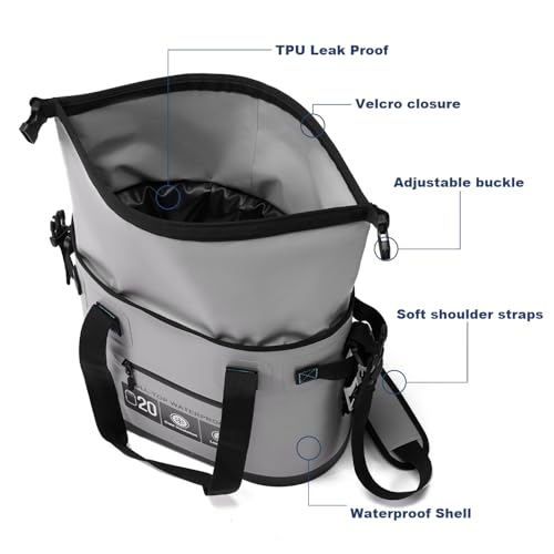 Image of Vogano Soft Cooler Bag - Insulated Leak-Proof Cooler Bag with Roll-Top Waterproof Seal ,Portable Ice Chest for Camping, Beach, Travel, Picnics ,12HR Cold Retention