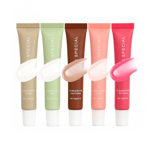 5PCS Summer Special Lip Balm Butter Set - Natural Shea Butter & Avocado Oil Hydrating Non-Sticky&Lightweight Soothes & Softens Dry Lips Lip Care Gift Set
