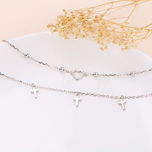 Image of S925 Sterling Silver Anklet for Women Adjustable Plus Foot Ankle Bracelet