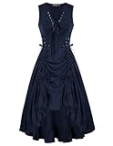 【Feature】: Damen Mittelalter-Kleid im Retro-Design, sehr elegant und perfekt. Dieses Kleid ist sehr geeignet für Sie, die mittelalterliche, gotische, viktorianische und Steampunk-Stile mögen