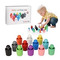 runpeak Colour Sorting Toys for Toddlers - Colour Sorting Sensory Toy for Early Learning, Stacking Cups Baby Set for Fun and Educational Play, Wooden Sorting Toy for 3+ Year Olds Color Matching