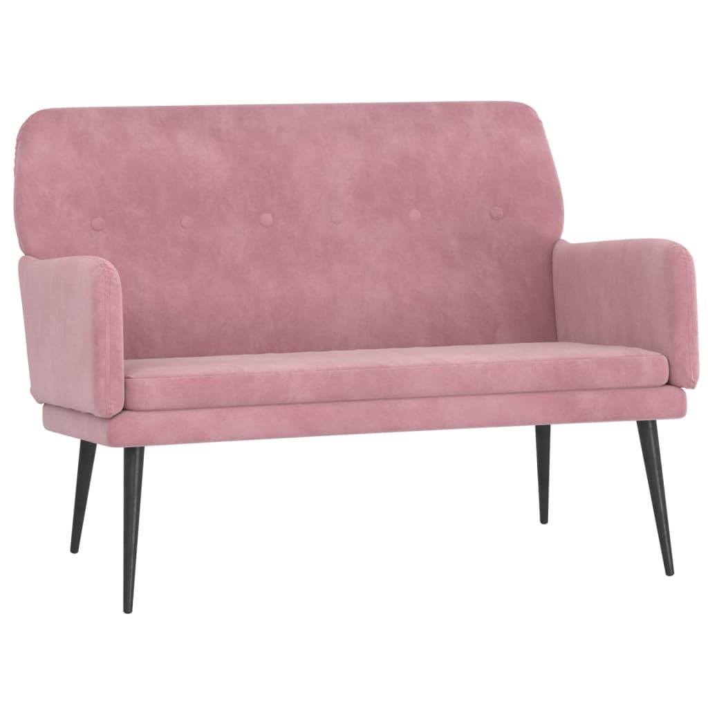 Banco de terciopelo rosa para recibidor y salones con diseño acolchado elegante
