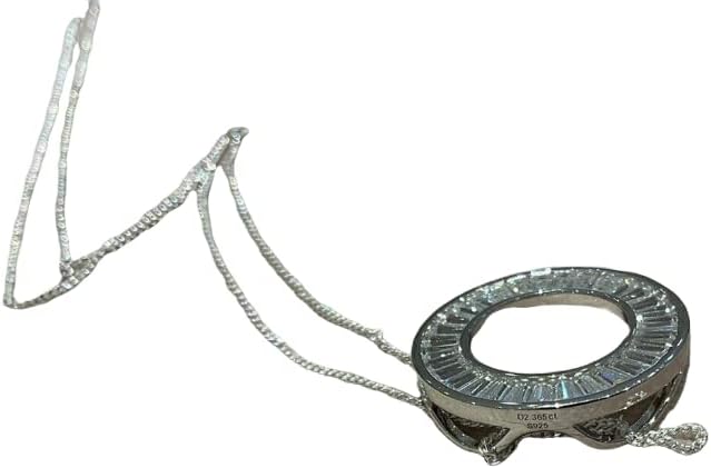 Ssjewel 2.50 Carat Diamond Baguette Cut Circle Pendant With Necklace Circle Baguette Cut Channel Set In 14K White Gold Finish