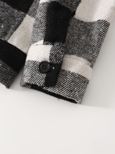 2 PC Boys Flannel Plaid Shirt Button Down Plaid Shirts Hooded Top Fall Coats 4-12Y4