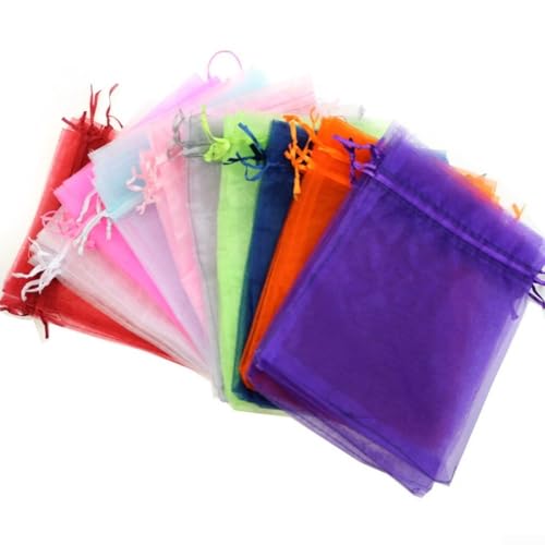 Elegante Organza-Beutel, 100 Stück, für Event-Dekoration und Verpackung, einfacher Zugriff, mit Kordelzug (9 x 12 cm)