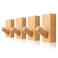 zalati Coat Hooks Wood 4pcs Coat Wall Rack Wooden Peg Hooks with Screws & Anchors for Hanging Clothes Hat Bag in Bedroom Living Room Hallway