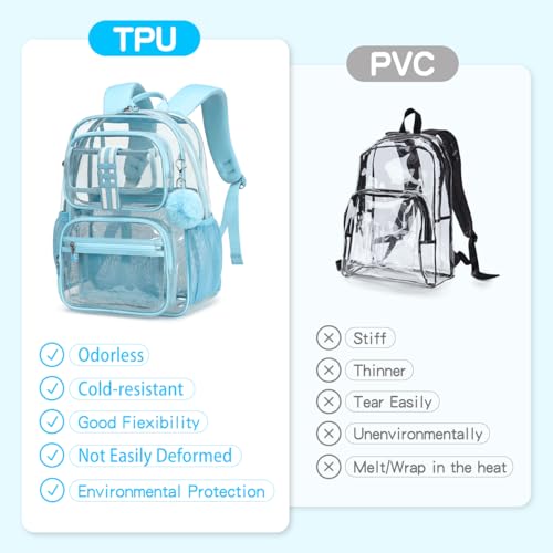 Image of Cusangel Clear Backpack for School,16in Heavy Duty Clear BookBag,TPU Large Capacity Black See Through backpack for Stadiums,Concerts,Plastic transparente para mujer for 8Age+