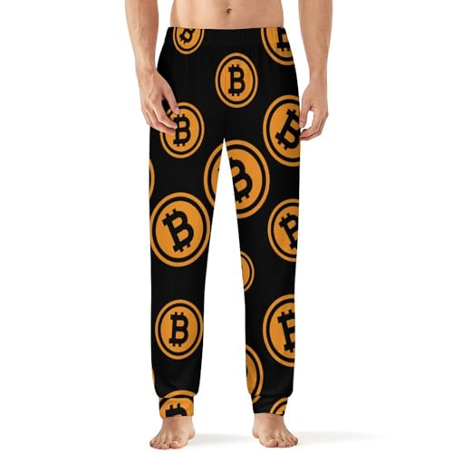 Bitcoin Mens Pajama Pants Lightweight Lounge Classic Long Pants Sleepwear Loungewear Elastic Waistband