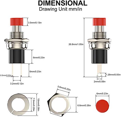 RUNCCI-YUN 30pcs Red 7mm Momentary Mini Push Button Switch Normal Open - Image 2