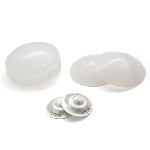 The Original - Tazas de lactancia de plata con almohadillas de silicona, protectores para pezones para lactancia, recién nacidos, imprescindibles