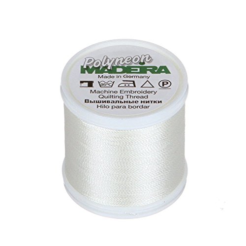 Madeira 9845-1803 2 Ply Polyneon Polyester Embroidery Thread, 40wt/135d 440 yd, Off White