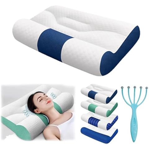 Sleep Enhancing Cervical Support Comfort Pillow, Ergonomic Goose Down Pillow, Sleep Enhancing Cervical Pillow, Cervical Memory Foam Pillow (A) Cover