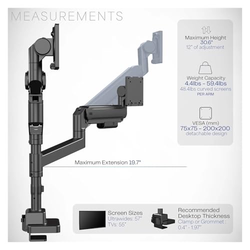 Support pneumatique double moniteur NBYGSC contre le mal de dos