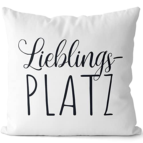 JUNIWORDS Kissen, Lieblingsplatz, 40 x 40 cm, 2-farbig, Weiß-Hellblau