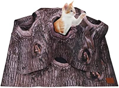 yitai Play Rug for Cats - Cat Play Blanket,Durable Activity Ripple Mat for Cat, Collapsible Space-Saving Fun Interactive Training Scratching Mat Toy for Cats (Tree Pattern)