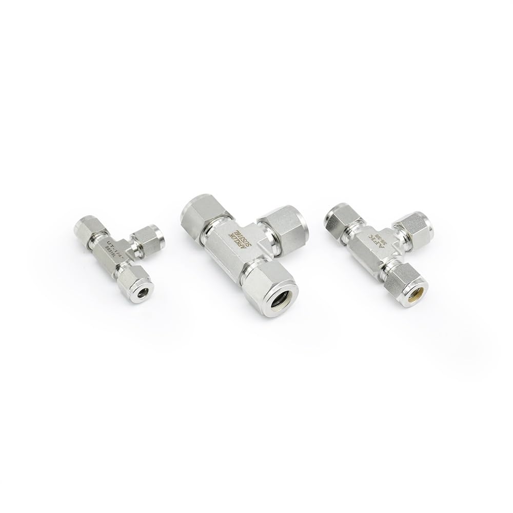1pc Union Tees 6mm 8mm 10mm 12mm 14mm Stainless Steel SS316 Union tee Double Ferrule Fitting Metric Tube Fittings(6mm) Brass Hose
