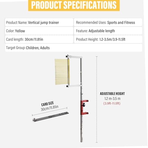 Adjustable Vertical Jump Measurement Tool, 3.9-11.5Ft Jump er, ABS Sports Training Aid for Athletes, Improve Vertical Leap Performance
