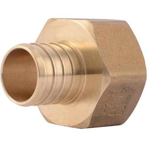 Image of SharkBite 1 Inch Crimp Female Adapter, Brass Plumbing Fitting, PEX Pipe, PE-RT, UC094LFA