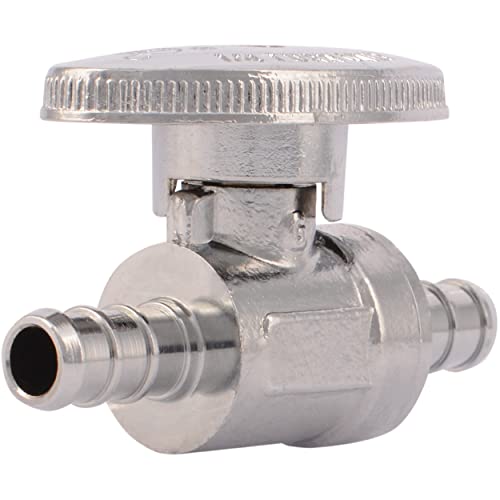 SharkBite 3/8 Inch Crimp Quarter Turn Straight Stop, Brass Plumbing Fitting, PEX Pipe, PE-RT, 23382LF