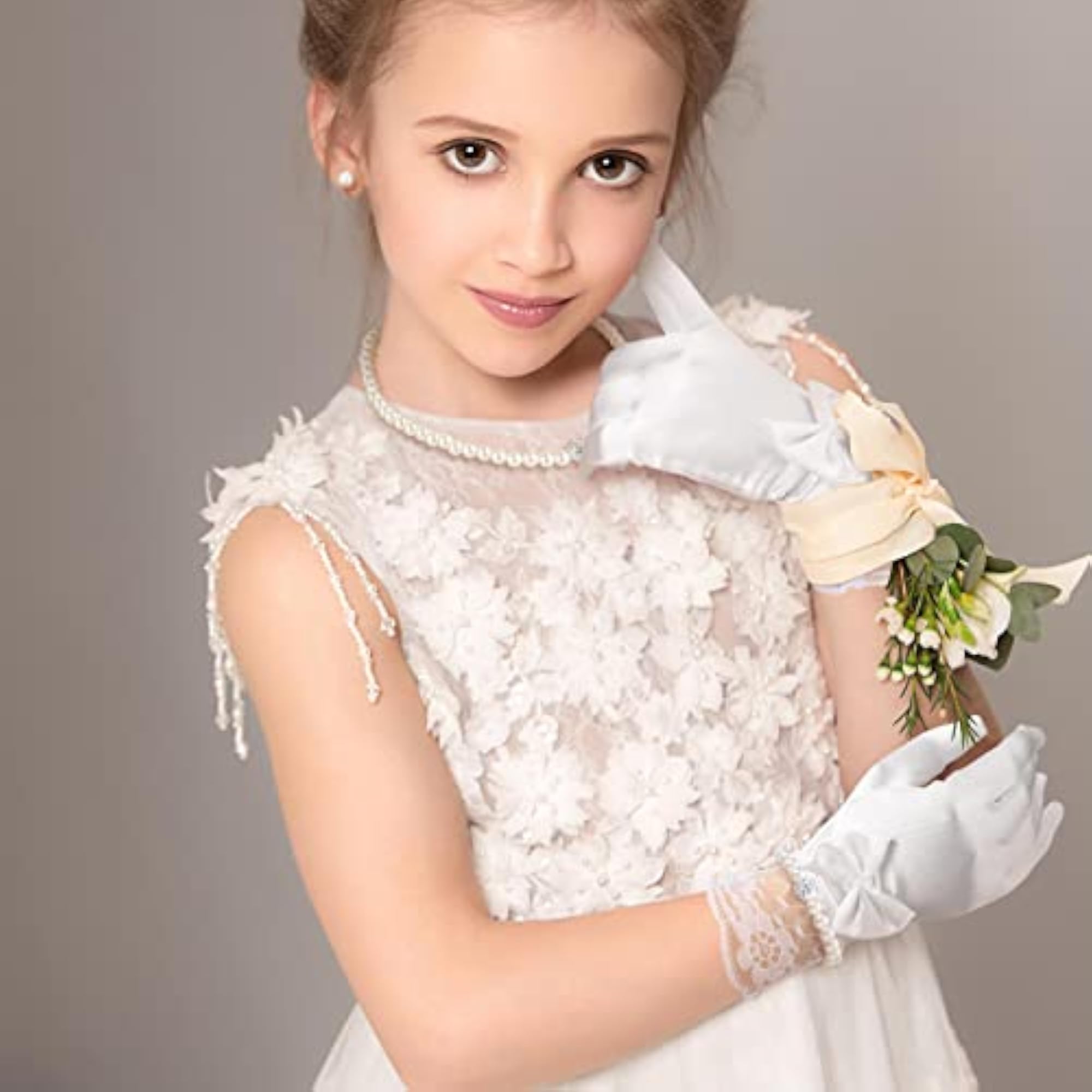 4-Piece White Pearl Necklace Set for Little Girls