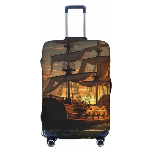 Fantasy Pirate Ship Travel Luggage Cover Suitcase Protector Washable Elastic Suitcase Cover Anti-Scratch Luggage Protector Travel Suitcase Baggage Cover Fits 18-32 Inch Suitcase X-Large