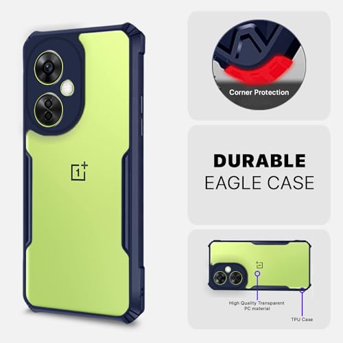 Image of Outlouders Back Cover for OnePlus Nord Ce 3 Lite 5G | Ultra Hybrid Transparent | Full Camera Protection | Raised Edge | Crystal Clear Bumper Case (Blue)