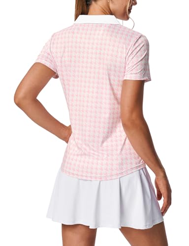 Image of BGOWATU Women's Short Sleeve Golf Tennis Polo Shirts V Neck Collared Workout Tops UV Protection Dry Fit