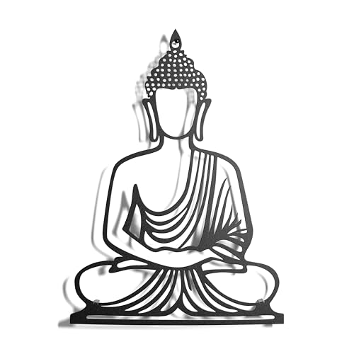 keluly Metalldekoration. Schwebende Wandskulptur mit Schatten aus Stahl. (21 x 15 cm., BUDDHA)