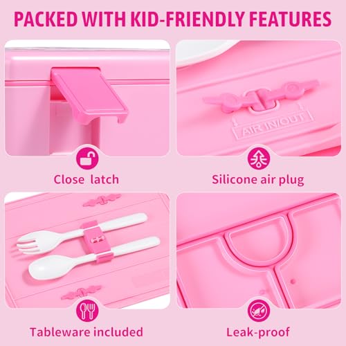 Image of rockpapa 5.5 Cups Bento Lunch Box for Kids, 5-Compartment, Unicorn