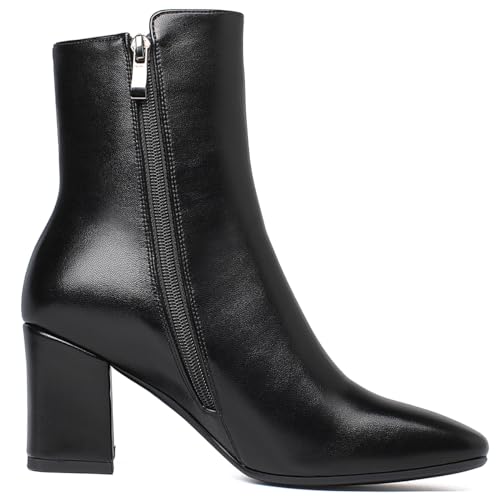 Image of Caradise Womens Chunky Block Heel Booties Zip Up Square Toe Ankle Boots