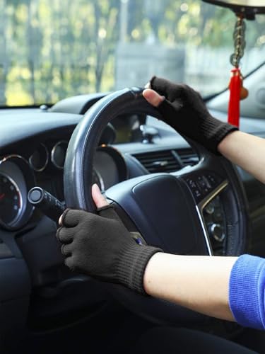 Image of SATINIOR 4 Pairs Winter Half Finger Gloves Knitted Fingerless Mittens Warm Stretchy Gloves for Men and Women