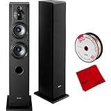 Sony 3-Way 4-Driver Bass Reflex Stereo Floor-Standing Speaker Bundle with Monoprice Select Series 16...