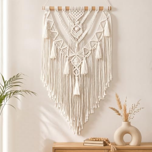 Decoración de pared de estilo bohemio con macramé de algodón
