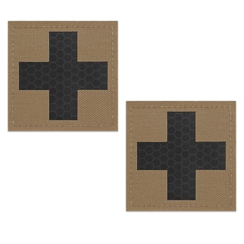 PETAC GEAR Medical Cross Patch 2 x 2 Medical Tactical Fastener Patch Hook-Fastener Backing (2 Pcs CB)