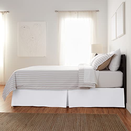 Image of Amazon Basics Lightweight Pleated Bed Skirt, Twin, Bright White, Solid, (Pack of 8)