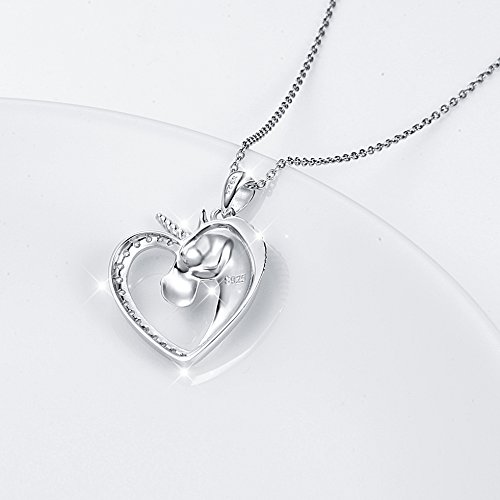 Flyow Sterling Silver Forever Love Unicorn In Heart Pendant Necklace For Women Girl, Rolo Chain 18 Inches #TOP4