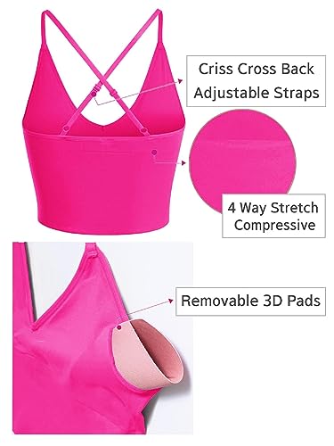Design by Olivia Women's Casual Seamless Padded Workout Sports Bra Cami Cropped Yoga Tank Top with Adjustable Straps4