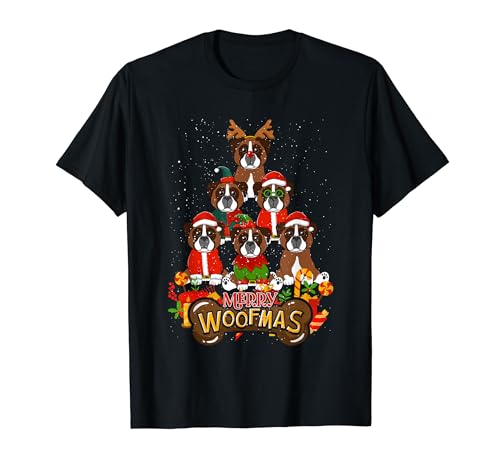 Boxer Merry Christmas Tree Lights Dog X-Mas Dogs Camiseta