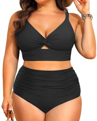 CheChury Conjunto de Bikini Mujer Dos Piezas Traje de Baño Talla Grande Bañadores Mujer Tallas Grandes Dos Piezas Push Up Cuello en V Bikini Talle Alto Bañador Reductor Vientre Plano Bikinis Sexy