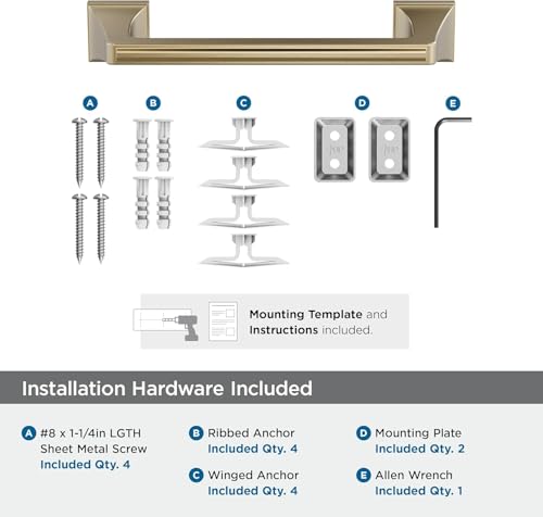 Image of Amerock Mulholland 9 inch Golden Champagne Towel Bar | Decorative bathroom hardware in durable Zinc /Stainless Steel construction; mounting hardware included for easy installation