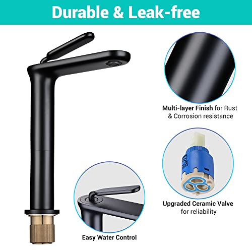 Aquaterior Single Handle Bathroom Vessel Sink Faucet Rv Lavatory Commercial Bathroom Lead-Free Faucet Vanity Sink Mixer Tap Matte Black (Cupc Nsf Cec) #TOP2