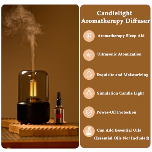 Difusor aromático eléctrico con luz tipo vela y tanque 120 ml miniatura 2