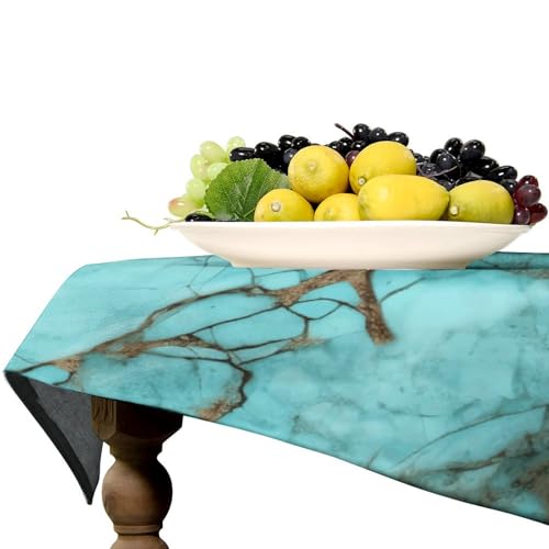 Nappe rectangulaire en marbre turquoise 140x279 cm lavable pour table de maison - 8
