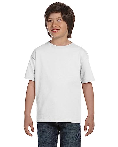 Gildan White Kids' 2-Pack Cotton Tee Shirt, Regular Fit, Crew Neck, Short Sleeve2