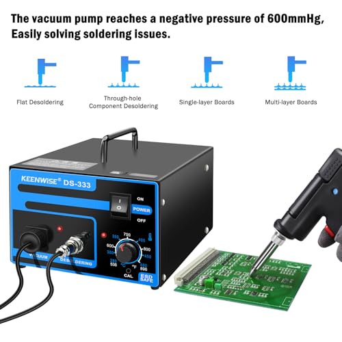 Image of Desoldering Gun, 120W Electric Solder Sucker, Strong 80kPa Suction, Variable Temp Control (536F - 896F), Dual-Column Vacuum Pump, Single-Handed Operation for Electronics and Industrial Use